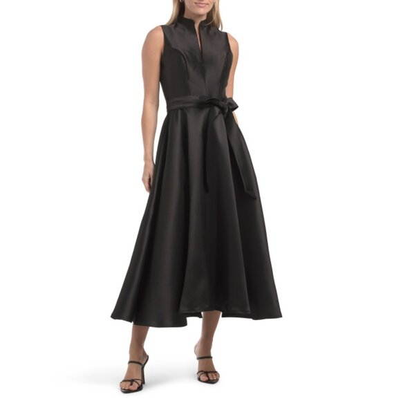 RENE BY RENE RUIZ Black Sleeveless Mikado Tea Length Gown - Picture 1 of 2